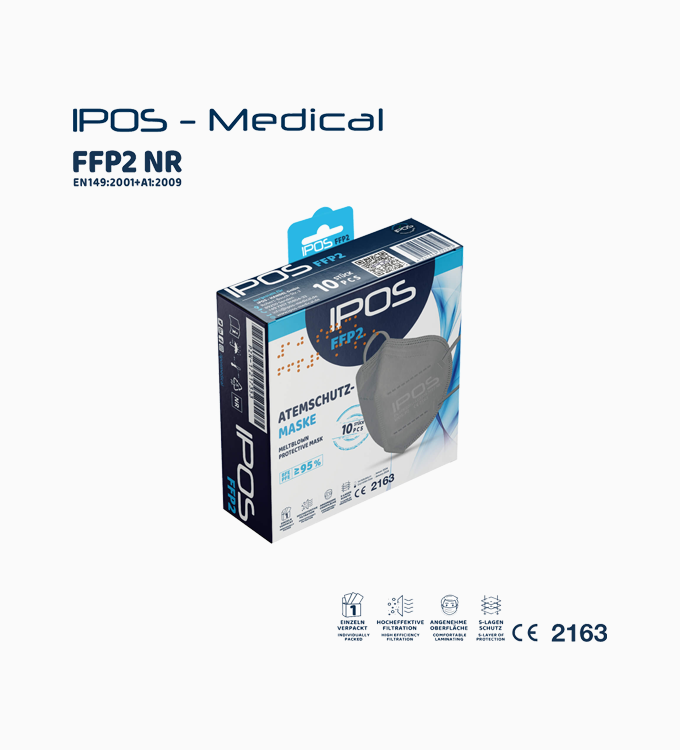 Ipos Meltblown Protective Mask FFP2 Γκρί 10τμχ